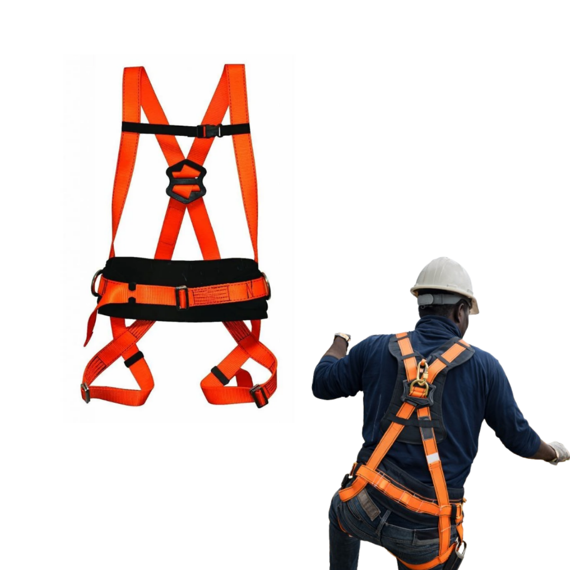 Parachute-Type Safety Harness with Waist Support
