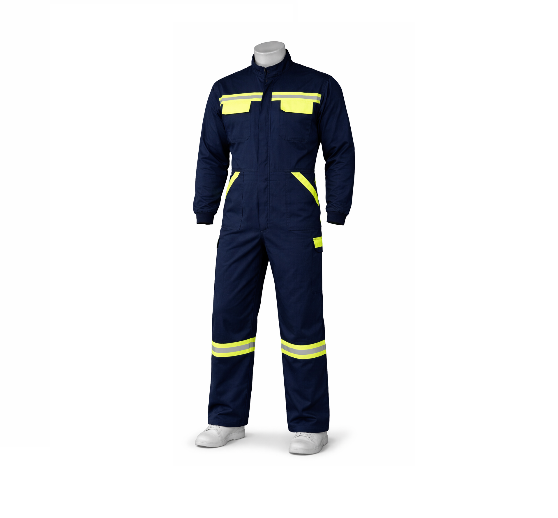 Navy Blue Work Coverall with Phosphorescent Stripes